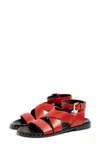 Topshop Women's Hampton Leather Sandal In Red In Animal Print