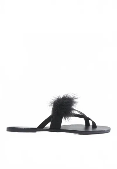 Topshop Women's Holly Fluff Feather Trim Suede Leather Sandals In Black