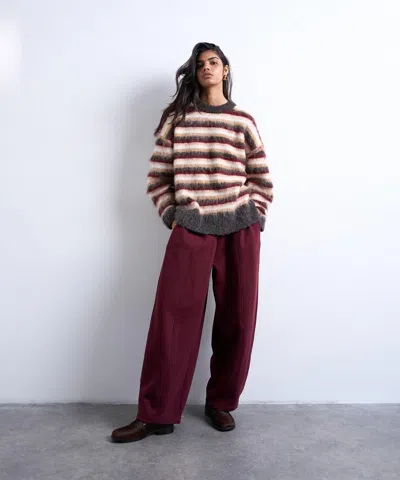 Topshop Women's Knitted Fluffy Stripe Jumper In Multi