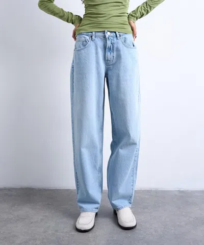 Topshop Lowrie Low Rise Baggy Jeans In Blue