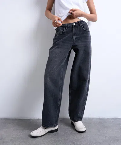 Topshop Women's Lowrie Low-rise Baggy Jeans In Washed Black