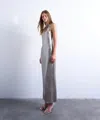 Topshop Metallic Hardware Maxi Dress In Gray