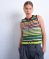 Topshop Knit Multi Striped Vest In Multi