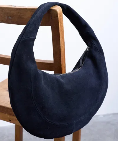 Topshop Cian Real Suede Scoop Grab Bag In Blue