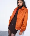 Topshop Nylon Bomber Jacket In Orange