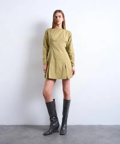 Topshop Women's Olive Structured Flippy Hem Mini Dress In Green
