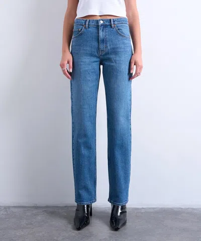 Topshop Women's Orson Mid-rise Comfort Straight Jeans In Vintage Blue