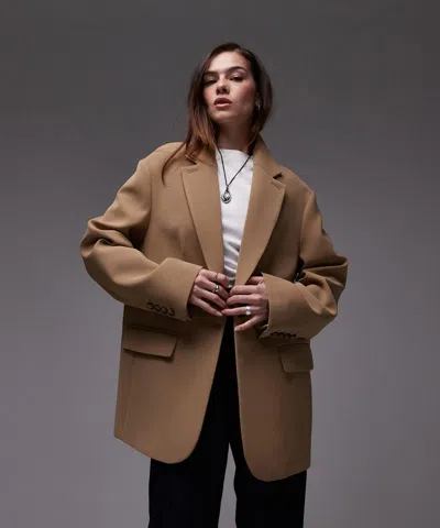 Topshop Women's Oversized Slouchy Blazer In Brown