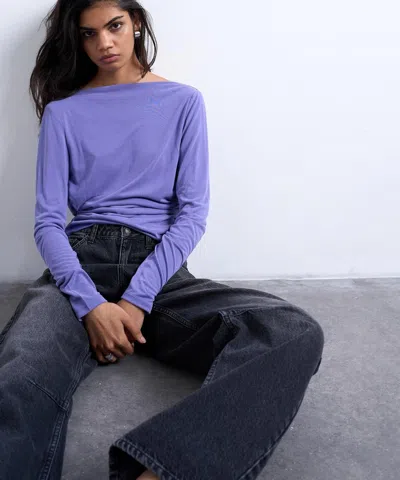 Topshop Women's Purple Cupro Cowl Back Top