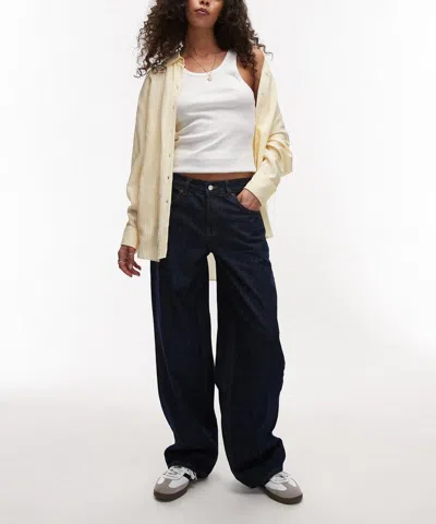 Topshop Women's Raw Indigo Cinch Low-rise Jeans In Multi