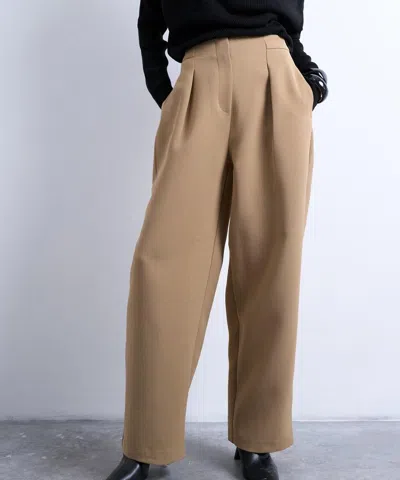 Topshop Women's Slouchy Clean Waist Band Tailored Trousers In Brown