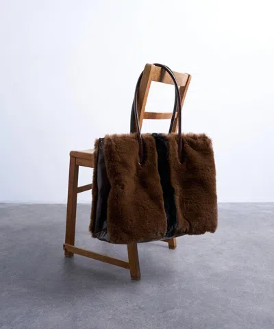 Topshop Women's Teven Faux Fur Tote Bag In Brown