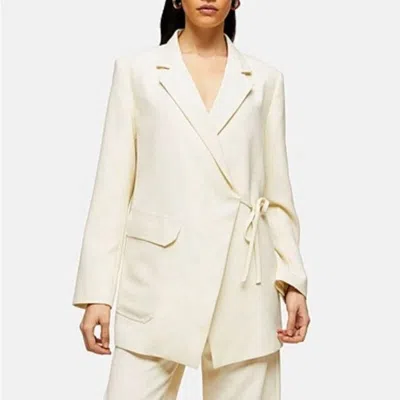 Topshop Wrap Blazer In Ivory In Neutral