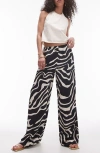 TOPSHOP TOPSHOP ZEBRA PRINT SATIN WIDE LEG PANTS