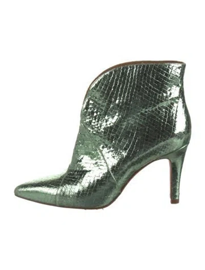 Pre-owned Toral Embossed Leather Boots In Green