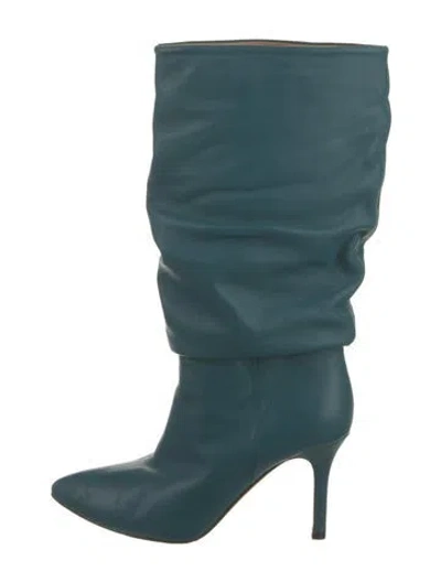 Pre-owned Toral Leather Slouch Boots In Blue