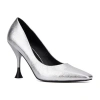 Torgeis Kamana Womens Square Closed Toe Flared Heel Pumps In Silver