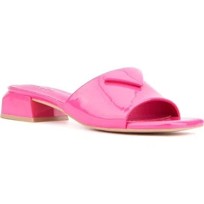 Torgeis Polyanna Block Heel Slide Sandal In Hot Pink