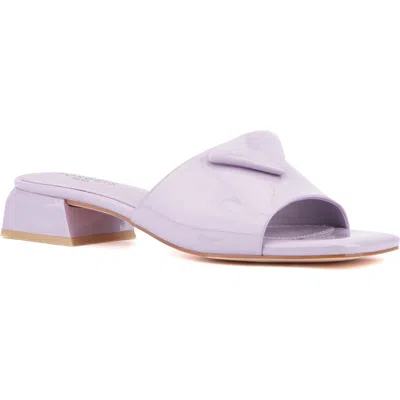 Torgeis Polyanna Block Heel Slide Sandal In Lilac