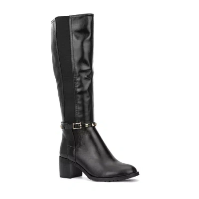 Torgeis Womens Destiny Stacked Heel Riding Boots In Black