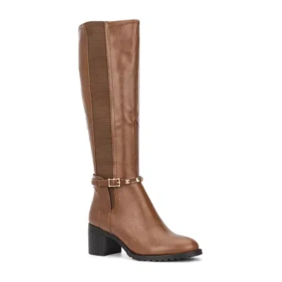 Torgeis Womens Destiny Stacked Heel Riding Boots In Brown