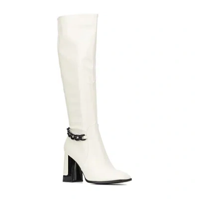 Torgeis Womens Lauren Block Heel Dress Boots In White