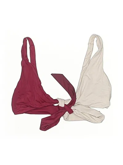 Pre-owned Tori Praver Swimsuit Top Burgundy Solid Pattern Swimwear