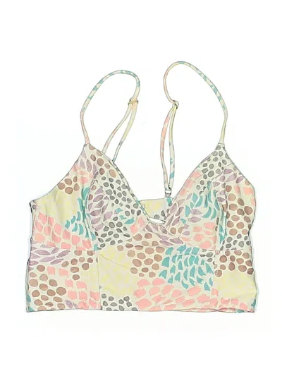 Pre-owned Tori Praver Swimsuit Top Gold Print Pattern Swimwear