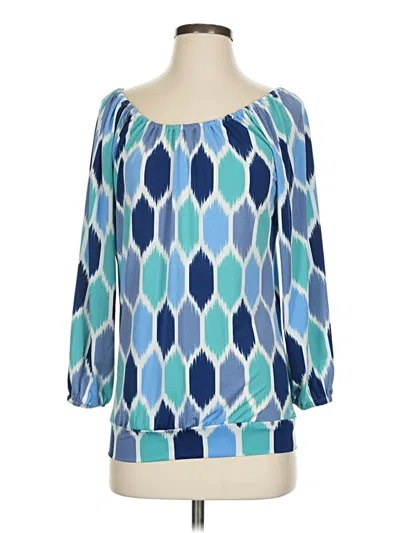 Pre-owned Tori Richard 3/4 Sleeve Blouse In Blue