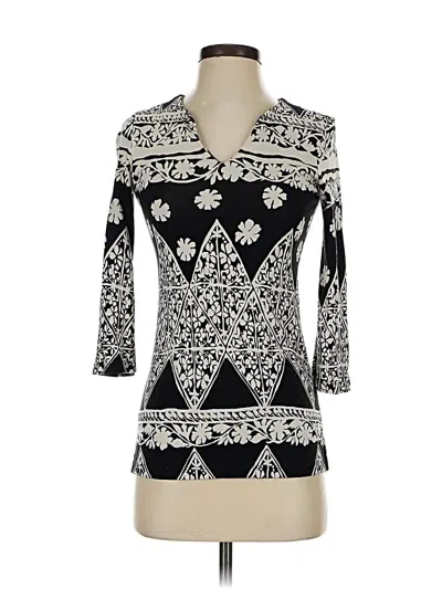 Pre-owned Tori Richard 3/4 Sleeve Top Black Open Neckline Tops