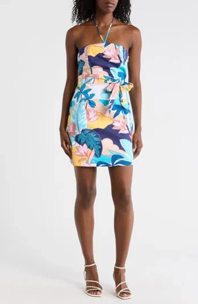 Tori Richard A New Day Poppy Mini Halter Dress In Multi