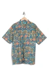 Tori Richard Ankara Short Sleeve Cotton Button-up Shirt In Navy