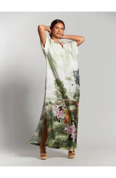 Tori Richard Artistic Garden Alana Caftan In Eucalyptus
