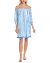 Tori Richard Borderline Rosette Mini Dress In Blue