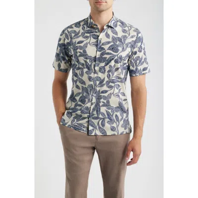 Tori Richard Branching Out Short Sleeve Button-up Shirt In Blue