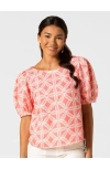 Tori Richard Breeze Block Beth Top In Red Coral