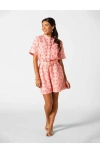Tori Richard Breeze Block Desi Romper In Red Coral