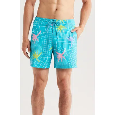 Tori Richard Cool Rad Birds Swim Trunks In Pacific Blue