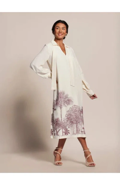 Tori Richard For The Trees Embroidery Winona Caftan In Neutral