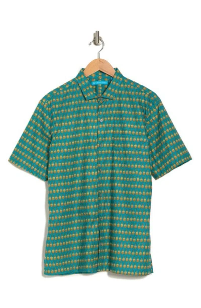 Tori Richard Hala Kahiki Pineapple Print Cotton Short Sleeve Button-up Shirt In Multi