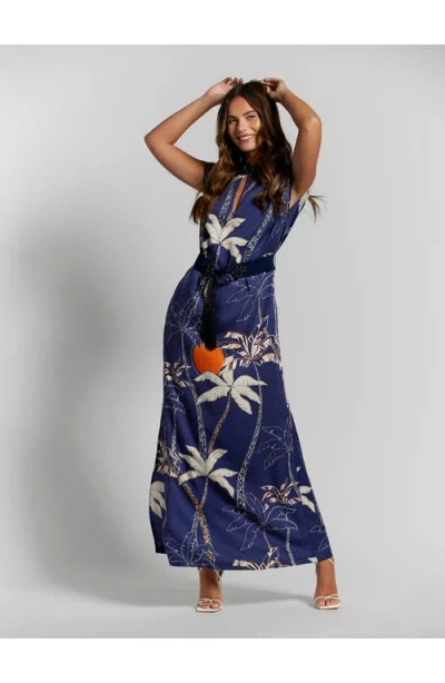 Tori Richard High Palms Harper Dress In Navy