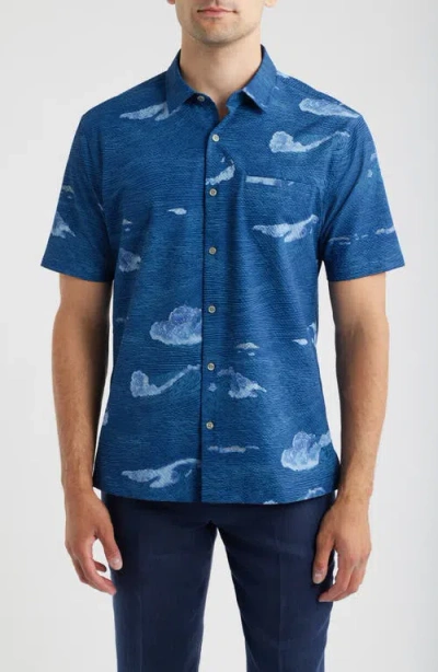 Tori Richard Honu Sighting Performance Pucker Shirt In Blue