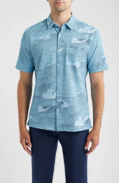 Tori Richard Honu Sighting Performance Pucker Shirt In Blue