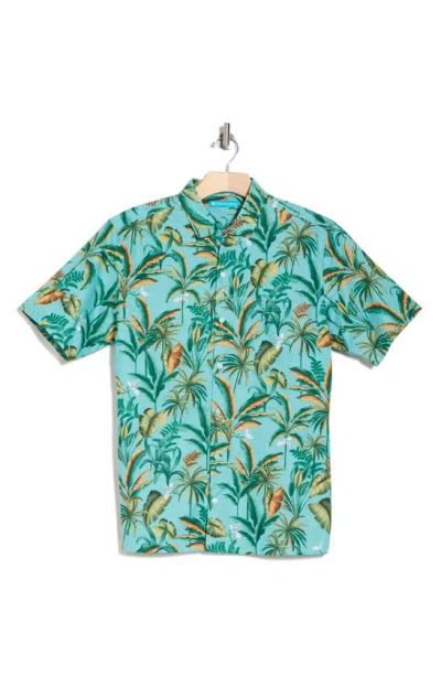 Tori Richard Mighty Jungle Short Sleeve Button-up Shirt In Aqua