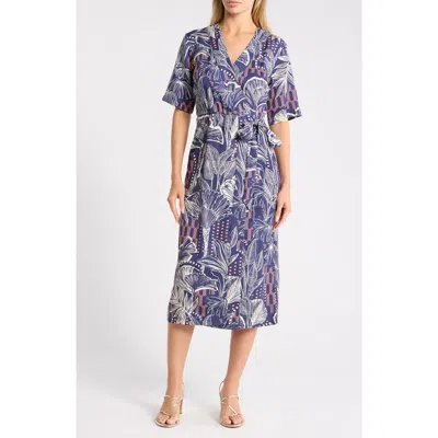 Tori Richard Oasis Maika Short Sleeve Wrap Dress In Multi