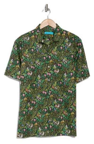 Tori Richard Of A Feather Cotton Polo In Black Multi