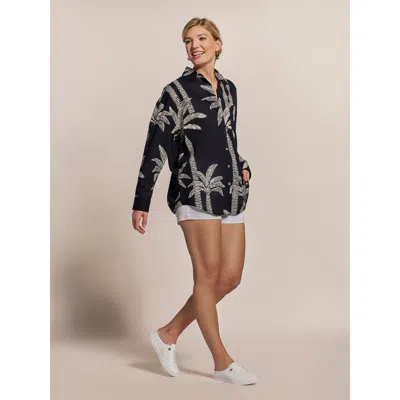 Tori Richard Palm Lined Leslie Top In Black