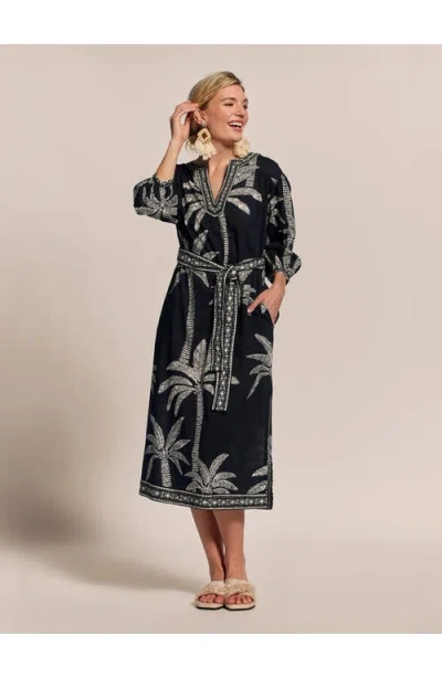 Tori Richard Palm Lined Trista Caftan In Black