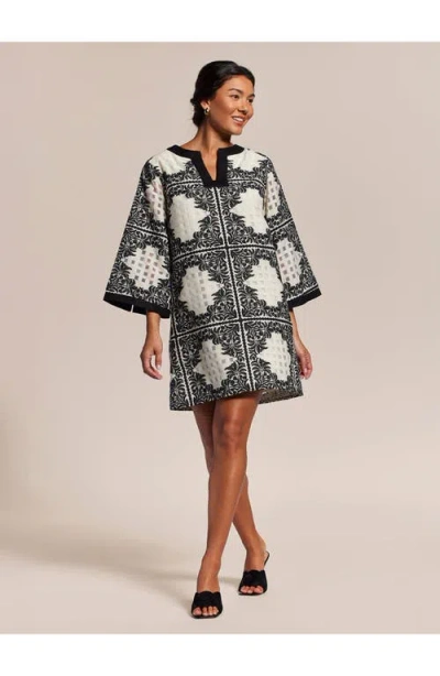Tori Richard Palm Squares Xenobia Dress In Black