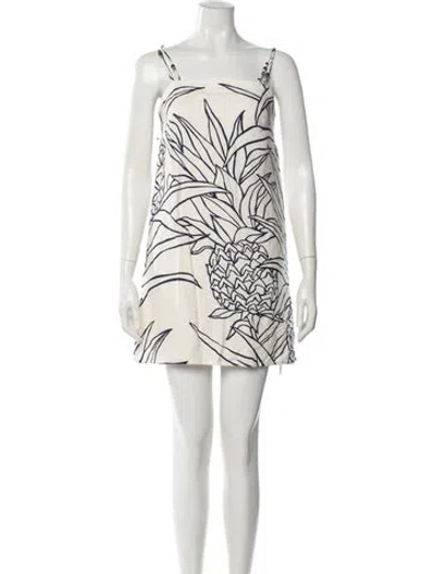 Pre-owned Tori Richard Printed Mini Dress In White